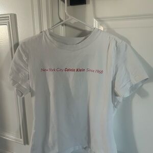 Calvin Klein Jeans White Tee with Red Text